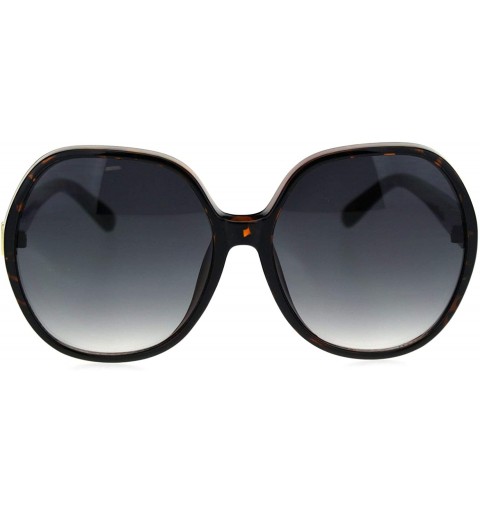 Butterfly Womens 90s Oversize Large Round Butterfly Chic Sunglasses - Tortoise Smoke - CZ18SIRS4S8 $11.55