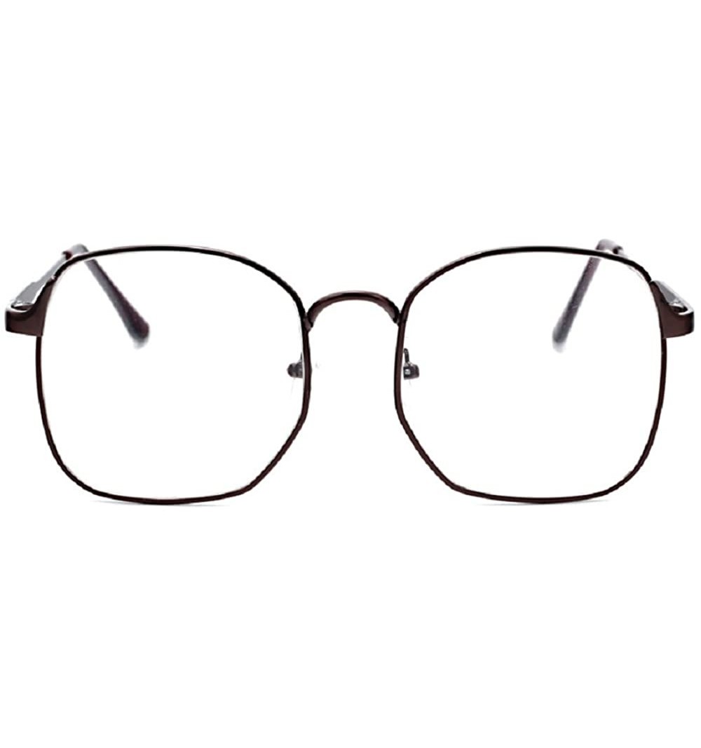 Square 3178 Metal Wire Frame Oversized Angular Round Eyeglasses - Brass - CX12F40TP03 $9.54