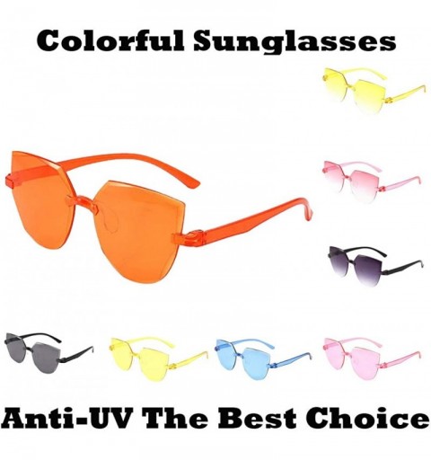 Oversized Fashion Rimless Multilateral Sunglasses Lightweight Colorful Glasses - C - CC1903A0SRI $8.10