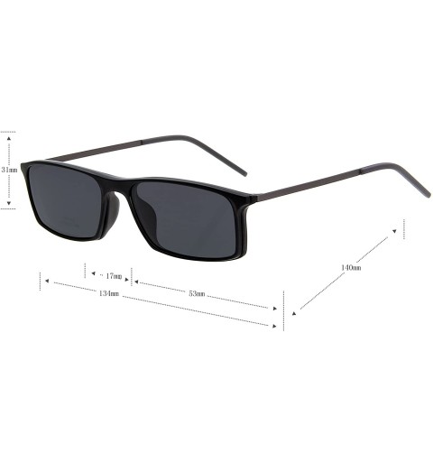 Rectangular Vintage Clear Lens Glasses With Fashion Polarized Sunglasses Clip L8172 - Gun Frame - CV12O1WRP7Z $17.78