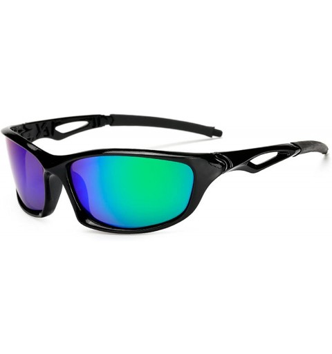 Oversized Polarized Sport Cycling Sunglasses for Men Women Lens HD UV400 Protection - Green - CF18E46TLYI $16.94