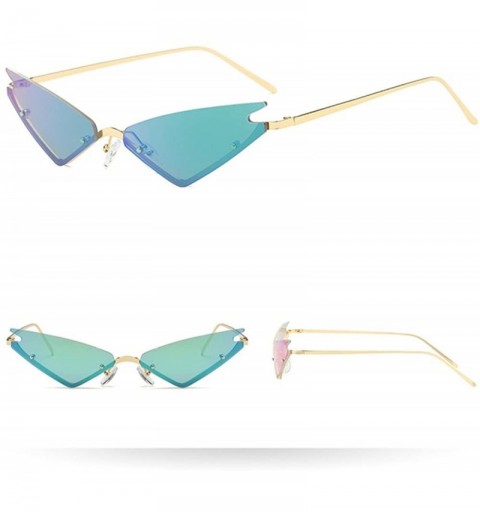 Rimless Rimless Sunglasses Colorful Cat Eye Eyewear Fashion Vintage Eyewear for Men Women - B - CS1908MLSIZ $9.73