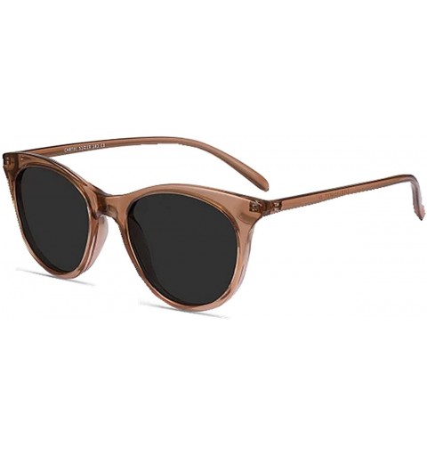 Round Polarized Vintage Round Sunglasses for Women/Men Classic Retro Designer Style - Clear Brown - C712NUFJ9OS $12.30
