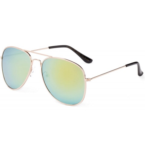 Aviator Newbee Fashion Classic Sunglasses Protection - Gold/Yellow - CO12LO7UUAN $8.93