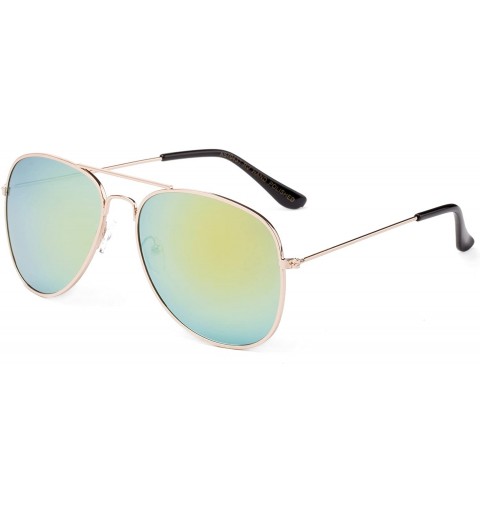 Aviator Newbee Fashion Classic Sunglasses Protection - Gold/Yellow - CO12LO7UUAN $8.93