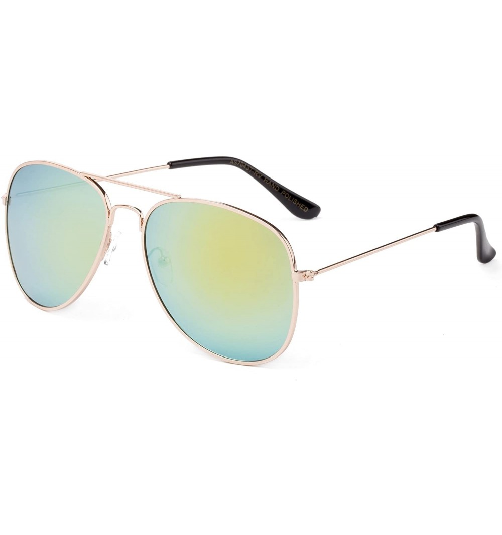 Aviator Newbee Fashion Classic Sunglasses Protection - Gold/Yellow - CO12LO7UUAN $8.93