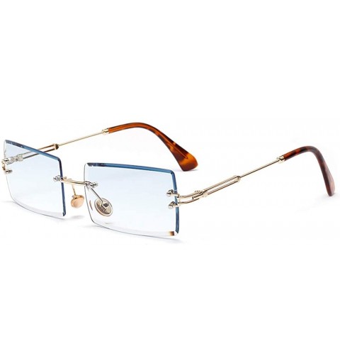 Rimless Square Ultra-Small Frame sunglasses for Women Men Rectangle Retro see through lens rimless sunglasses - 4 - CZ195A6RN...