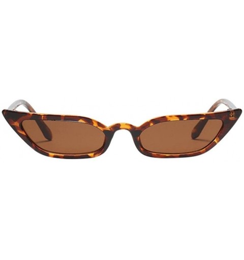 Semi-rimless Sunglasses for Women - Vintage Cat Eye Sunglasses Retro Small Frame UV400 Eyewear Fashion Ladies - Brown - CI18D...
