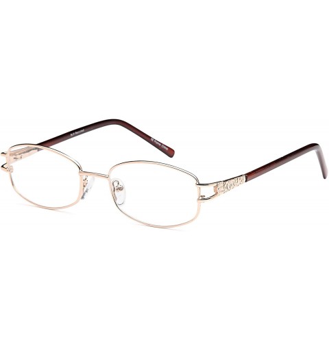 Oval Womens Sexy Clerk Rxable Reading Glasses Frames 50-17-135 (Rose Gold Pink Brown) - Rose Gold - CO11U6J57M3 $27.54