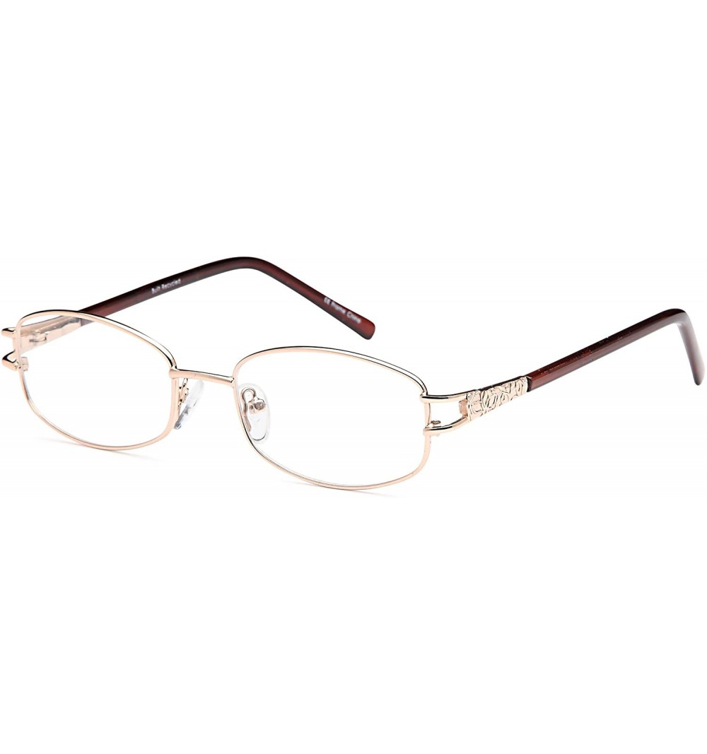 Oval Womens Sexy Clerk Rxable Reading Glasses Frames 50-17-135 (Rose Gold Pink Brown) - Rose Gold - CO11U6J57M3 $15.73