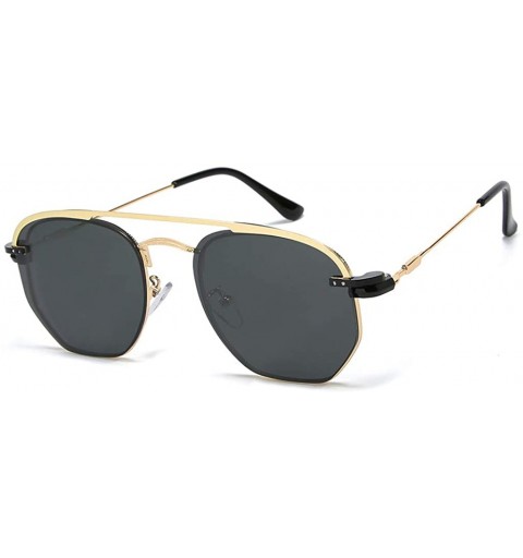 Square Polarized Clip on Sunglasses Square Men Woman Eyeglasses Metal Frame Driving - Gold With Black - CM18Z3U9YO6 $13.83