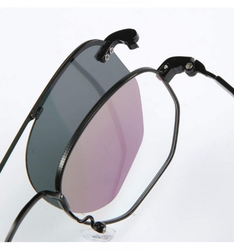 Square Polarized Clip on Sunglasses Square Men Woman Eyeglasses Metal Frame Driving - Gold With Black - CM18Z3U9YO6 $13.83