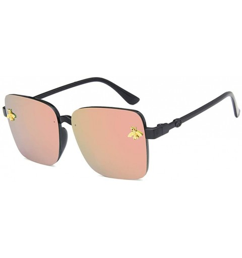 Square Unisex Sunglasses Fashion Bright Black Grey Drive Holiday Square Non-Polarized UV400 - Bright Black Pink - CP18RI0T5RI...