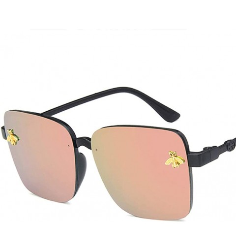 Square Unisex Sunglasses Fashion Bright Black Grey Drive Holiday Square Non-Polarized UV400 - Bright Black Pink - CP18RI0T5RI...