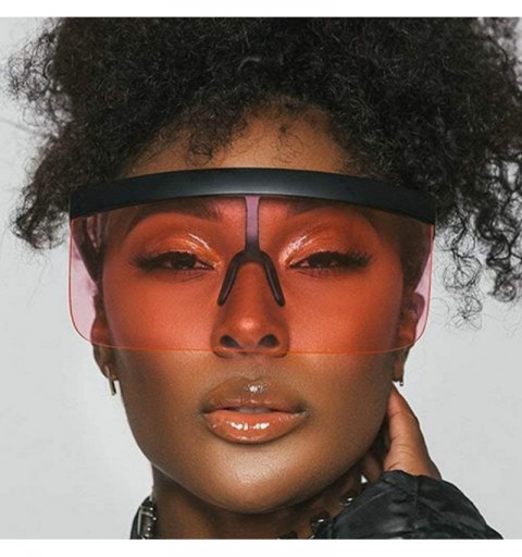 Round Futuristic Oversize Shield Visor Sunglasses Flat Top Mirrored Mono Lens 172mm sand glasses frame Sunglasses - Red - CU1...