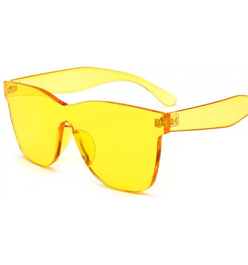 Rimless One Piece Sunglasses Transparent Frame Fashion Sun Glasses Women Accessories - Yellow - CE18EGG9SAQ $13.88