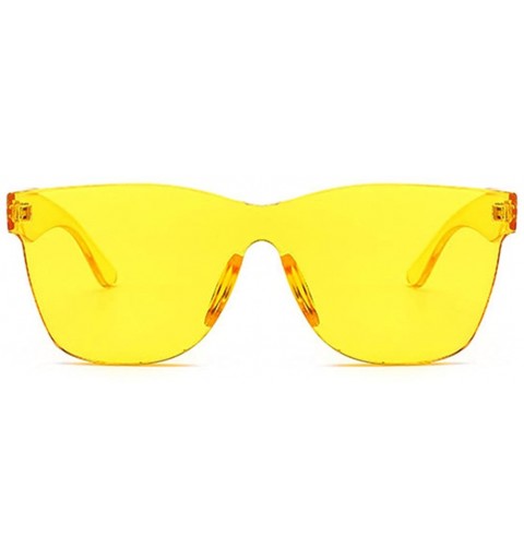 Rimless One Piece Sunglasses Transparent Frame Fashion Sun Glasses Women Accessories - Yellow - CE18EGG9SAQ $13.88