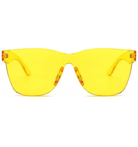 Rimless One Piece Sunglasses Transparent Frame Fashion Sun Glasses Women Accessories - Yellow - CE18EGG9SAQ $13.88