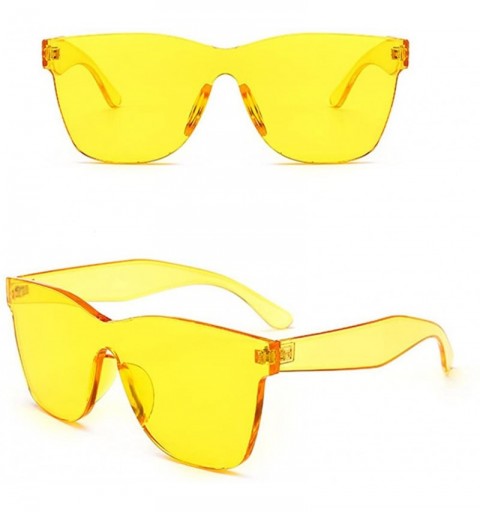 Rimless One Piece Sunglasses Transparent Frame Fashion Sun Glasses Women Accessories - Yellow - CE18EGG9SAQ $13.88