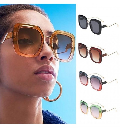 Rimless Sunglasses for Women - Oversized Fashion Retro Big Flat Square Frame Eyewear for Driving Fishing - Multicolor -D - CK...