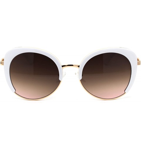 Butterfly Womens Chic Glitter Side Visor Oversize Cat Eye Designer Sunglasses - White Gold Brown - CN18Y6O3C0Y $12.46