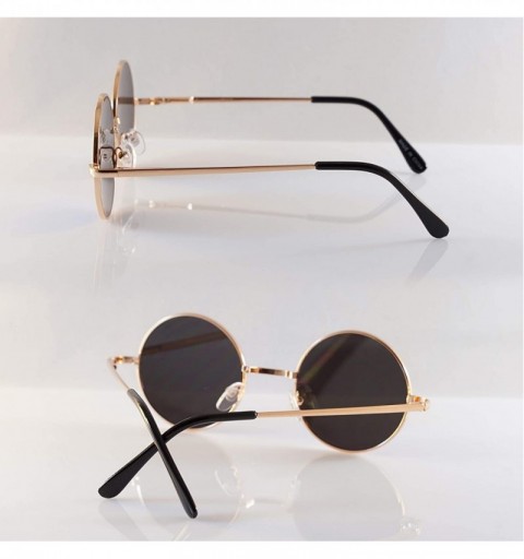 Round Retro Vintage Small Mirrored Round Flat Lens Sunglasses A282 - Blue Rv - CS18T75MNEK $10.58