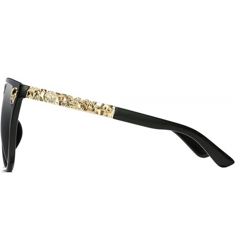 Round Rimless Skull Design Cat Eye Sunglasses UV400 Protection - C1 black Frame+black Lens - CP127XHEQXV $14.41