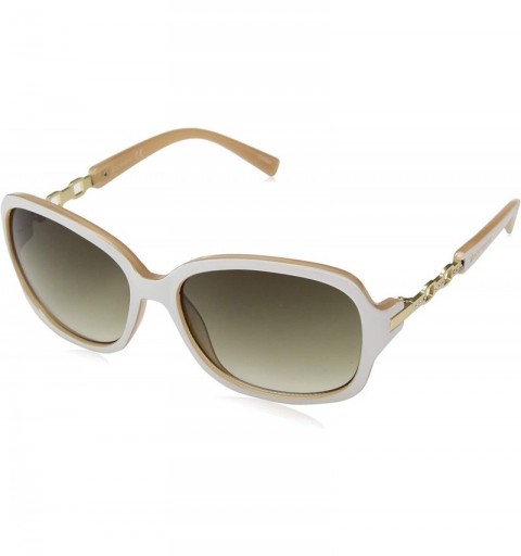 Oval Women's R3272 Round Sunglasses with 100% UV Protection - 70 mm - White & Nude - CW18O30N4M7 $40.73