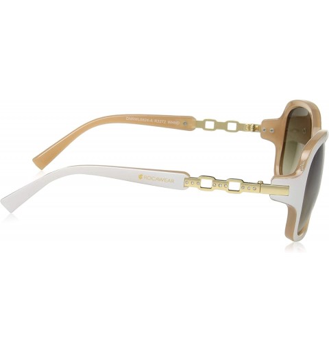 Oval Women's R3272 Round Sunglasses with 100% UV Protection - 70 mm - White & Nude - CW18O30N4M7 $40.73