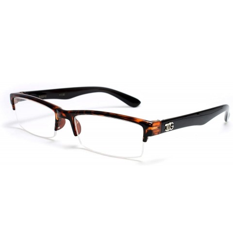 Square Unisex Clear Lens Sleek Half Frame Slim Temple Fashion Glasses - Tortoise/Black - CA11OI5HHP1 $11.75