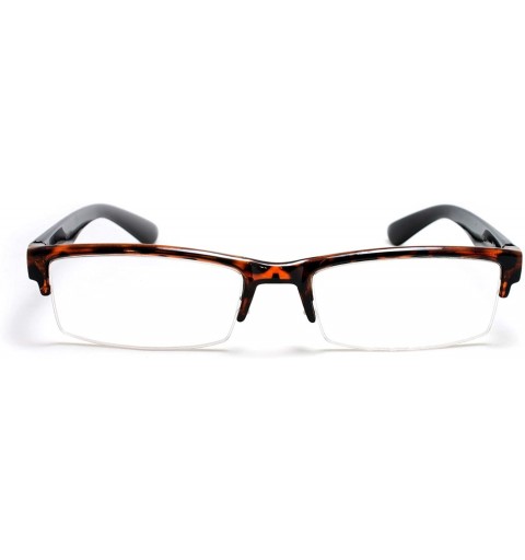 Square Unisex Clear Lens Sleek Half Frame Slim Temple Fashion Glasses - Tortoise/Black - CA11OI5HHP1 $11.75