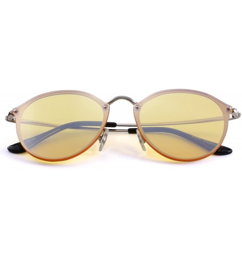 Rectangular Men/Women Retro Oval Sunglasses 100% UV Protection S6308 - Yellow - CY188Y6U8QI $15.17