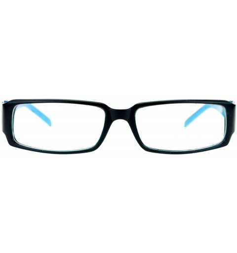 Rectangular Flor de Lis Womens Narrow Rectangular Clear Lens Eye Glasses - Black Blue - CJ11ATARXZV $10.18