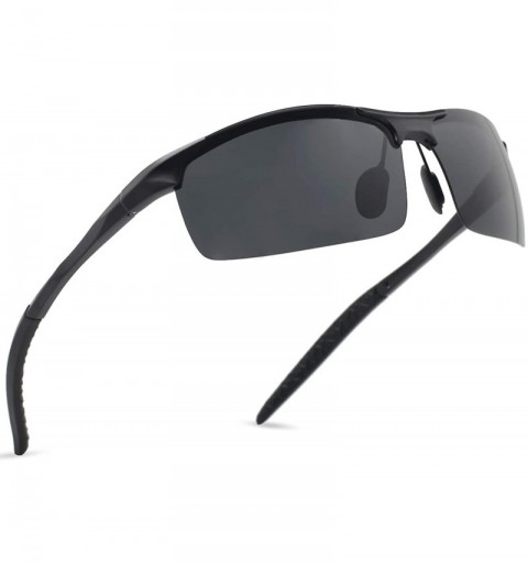 Rimless Polarized Sunglasses for Men Women Driving Fishing Running 8177 - 2 Pack(black+black) - CH192HMAWM3 $22.29