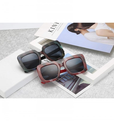 Oversized Fashion Oversized Square Sunglasses for Women with Flat Lens 66mm - Color-green - CW18UAS03HX $8.19