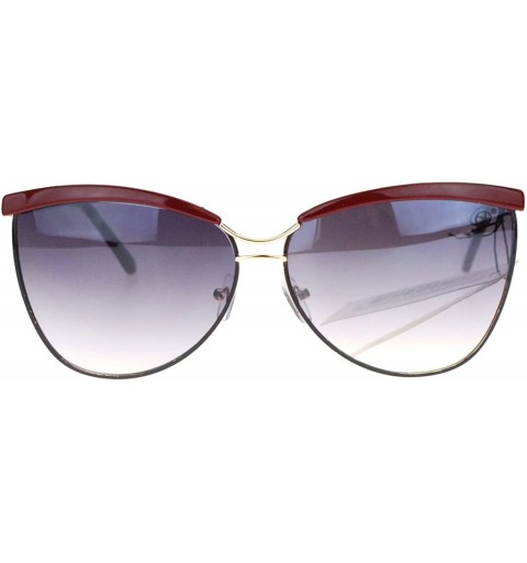 Butterfly Womens Oversize Eye Brow Trim Half Rim Metal Butterfly Sunglasses - Red - C211SOL3VHD $11.86