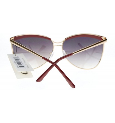 Butterfly Womens Oversize Eye Brow Trim Half Rim Metal Butterfly Sunglasses - Red - C211SOL3VHD $11.86