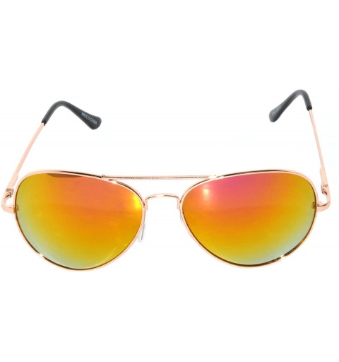 Aviator Full Mirror Lens Colored Metal Frame with Spring Hinge - Gold_red_mirror_lens - CY121JE4KRL $8.28
