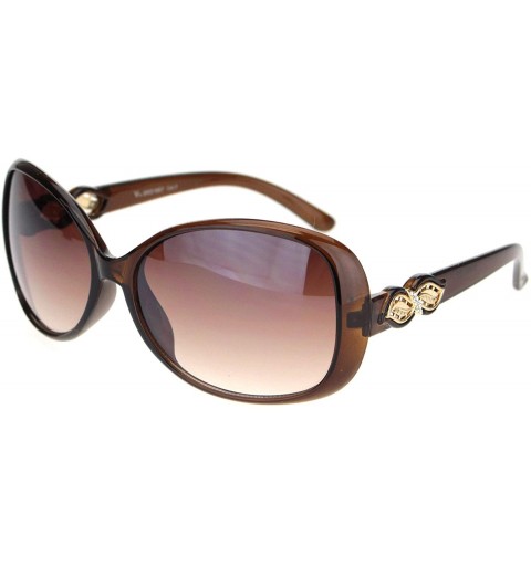 Butterfly Womens Rhinestone Foliage Jewel Designer Butterfly Sunglasses - Brown Gradient - CZ18NWS33O8 $15.13