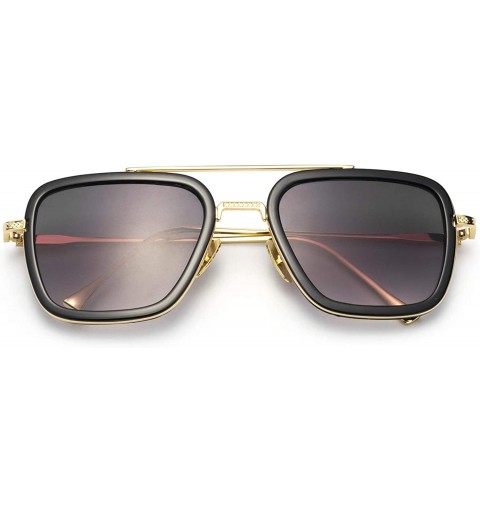 Square Tony Stark Edith Sunglasses Retro Square Eyewear Metal Frame for Men Women Sunglasses Downey Iron Man - Gray - C0192DN...