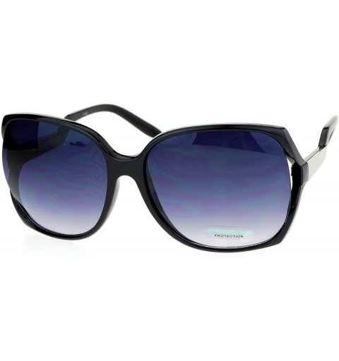 Butterfly Side Expose Lens Butterfly Plastic Diva Womens Sunglasses - Black Silver Smoke - CY12NZNB683 $8.51