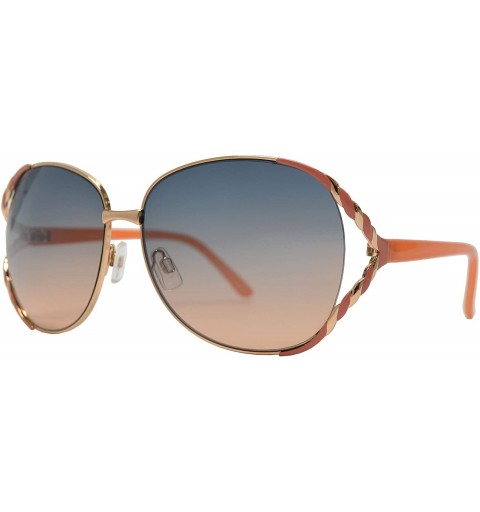 Round Womens Fashion Designer Elegant Butterfly Sunglasses - Gradient UV 400 Protection - Coral + Blue Pink - CZ193Q9AIC6 $14.20