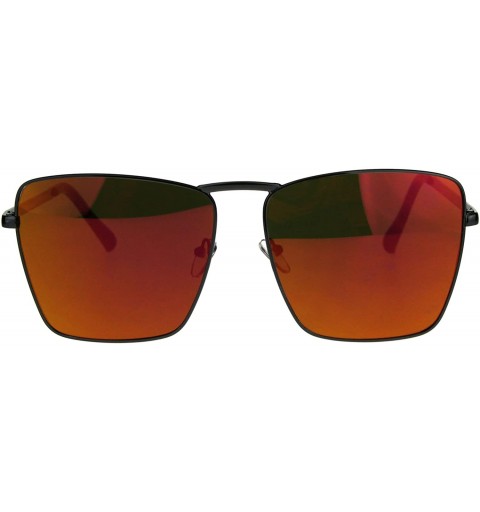 Butterfly Womens Color Mirror Oversize Metal Rim Rectangular Sunglasses - Black Fuchsia - C6180GI06SD $11.73