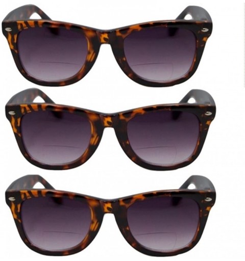 Wayfarer 3 Pair Classic Bifocal Outdoor Reading Sunglasses Stylish Comfort Magnification Lens - Tortoise - CZ187739IYA $14.19