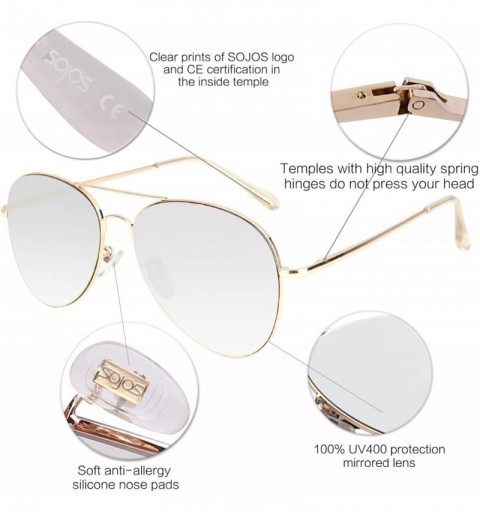 Wayfarer Classic Aviator Mirrored Flat Lens Sunglasses Metal Frame with Spring Hinges SJ1030 - CU12IZSHVYX $13.02