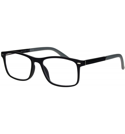 Rectangular Mens Narrow Rectangular Thin Plastic Horned Powered Reading Glasses - Black Grey - C218IGN2Y36 $10.96