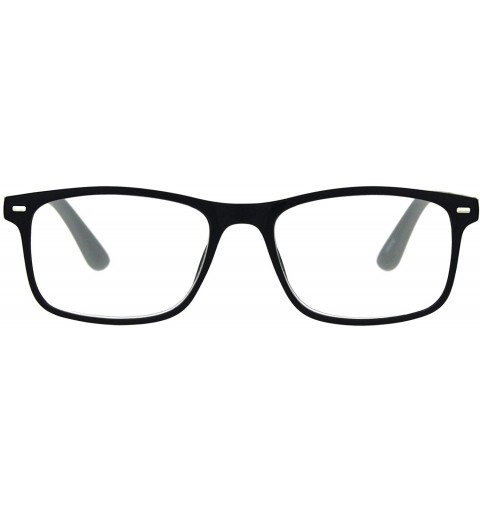Rectangular Mens Narrow Rectangular Thin Plastic Horned Powered Reading Glasses - Black Grey - C218IGN2Y36 $10.96