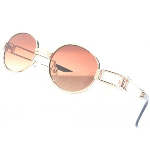 Oval Vintage Designer Fashion Sunglasses Oval Frame UV Protection - Gold-gradient Brown - CQ12OCNU9K5 $24.13