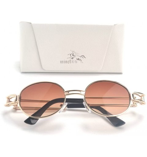 Oval Vintage Designer Fashion Sunglasses Oval Frame UV Protection - Gold-gradient Brown - CQ12OCNU9K5 $11.75