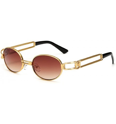 Oval Vintage Designer Fashion Sunglasses Oval Frame UV Protection - Gold-gradient Brown - CQ12OCNU9K5 $11.75